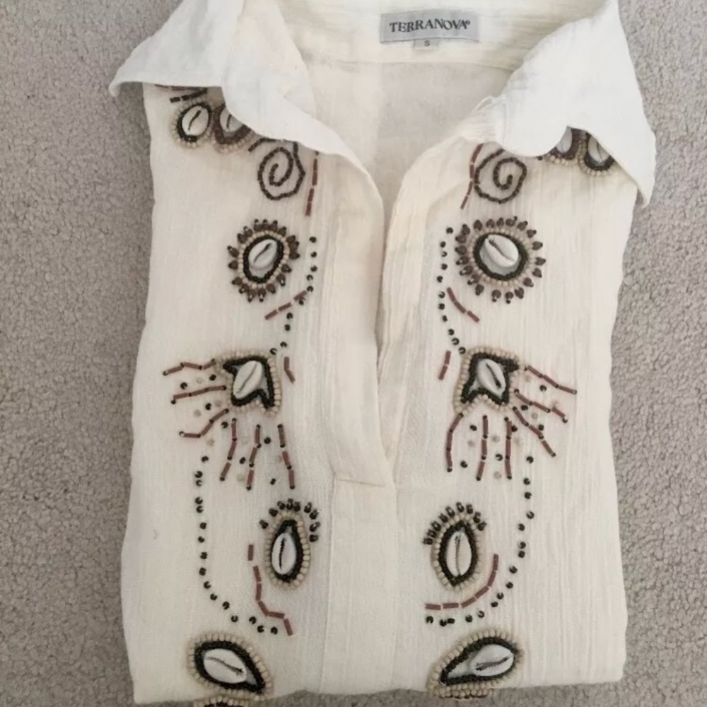 Italian Terranova 100% cotton embroidered tunic, S